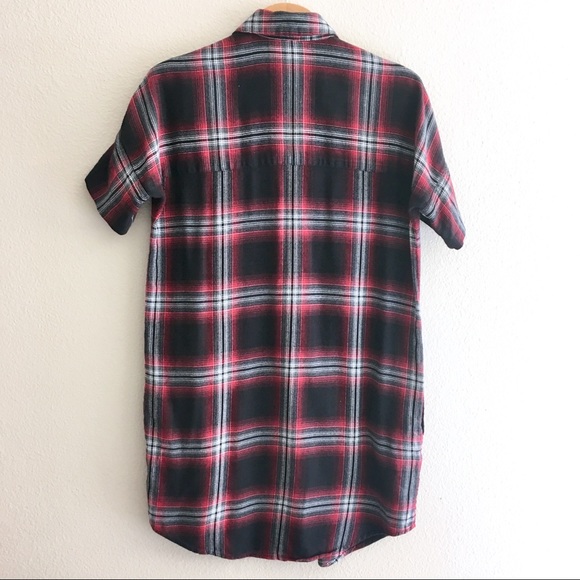 Madewell Grunge Plaid Shirtdress Sz XS -Red black - Picture 3 of 8
